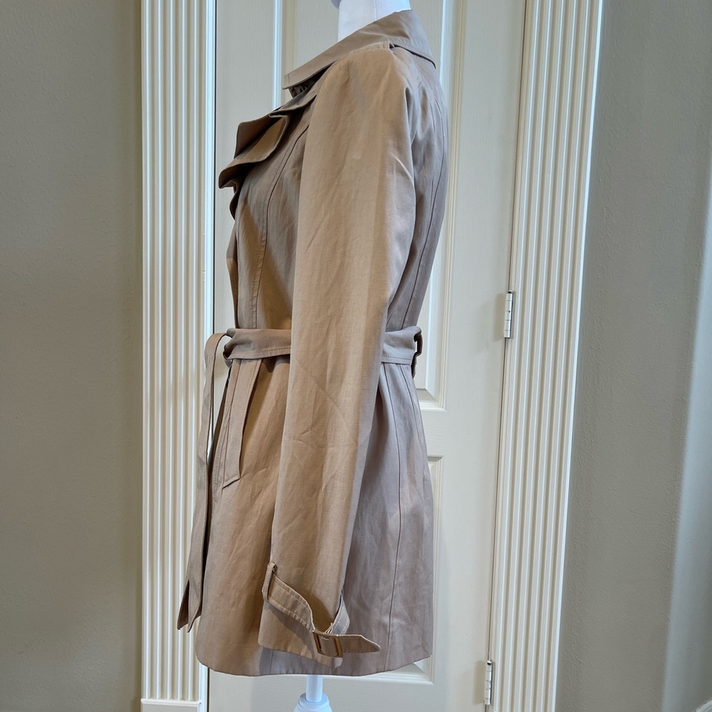Express Tan Trench Coat with Notched Lapels - Picture 2 of 15